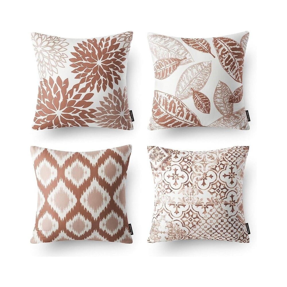 Phantoscope Set of 4 New Living Series Decorative Caramel Throw Pillow Case C...